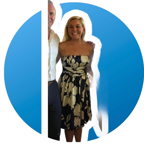 BCBGMaxAzria Size 6 Blue Floral Strapless Dress - Picture 2 of 6